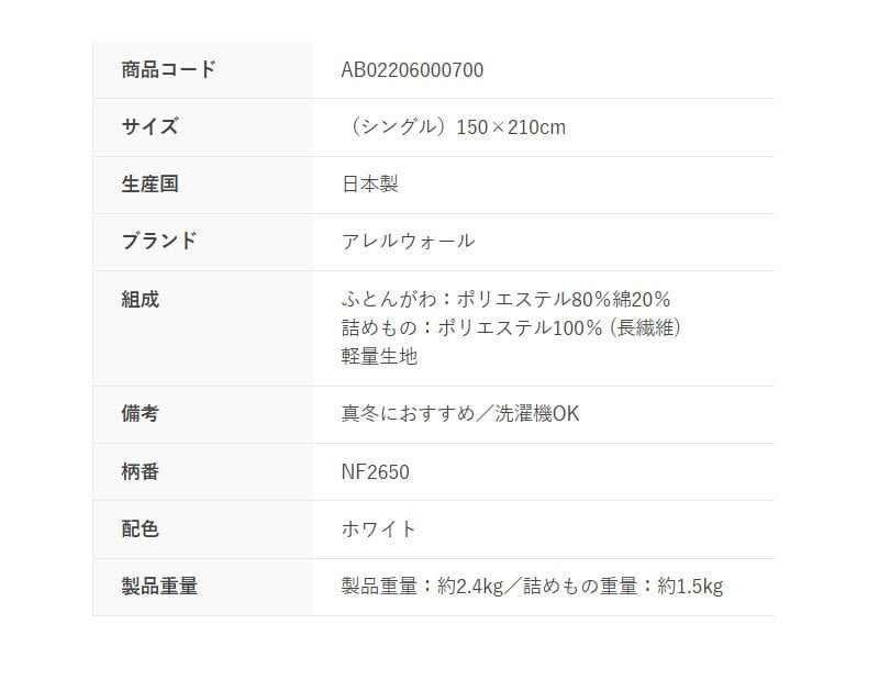 西川 布団 衛生 掛け布団 シングル 洗濯 グッドデザイン 合繊掛けふとん シングルロング150×210cm 防汚 花粉 アレル物質低減加工 肌に優しい ウォッシャブル 清潔 洗える アレルウォール アレル 抗アレル物質 子供 寝具 グッドデザイン賞 新生活