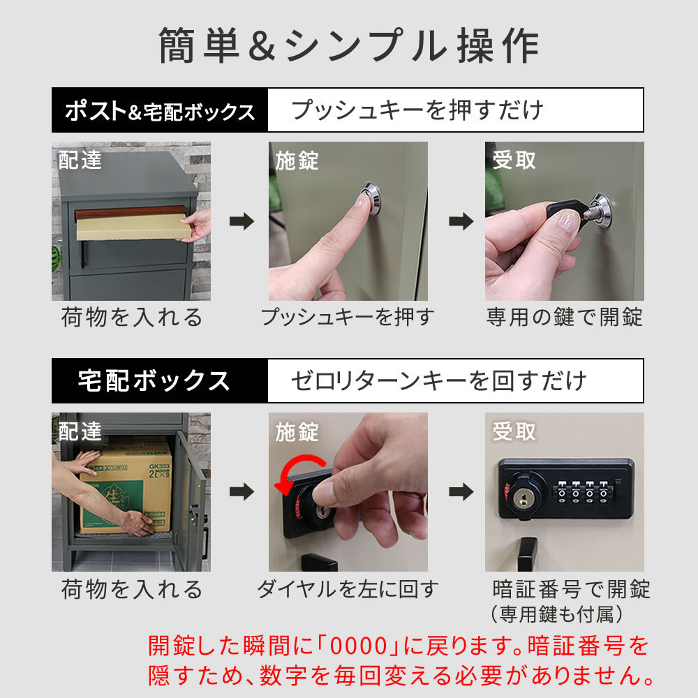 ガーデン エクステリア 【horn/ホルン】 ポスト一体型宅配ボックス ”No.02” DB-002 宅配ボックス 宅配BOX ポスト 一体型 おしゃれ 置き配 ポスﾄ 郵便受け 郵便 一戸建て 屋外 防水 大容量 新生活