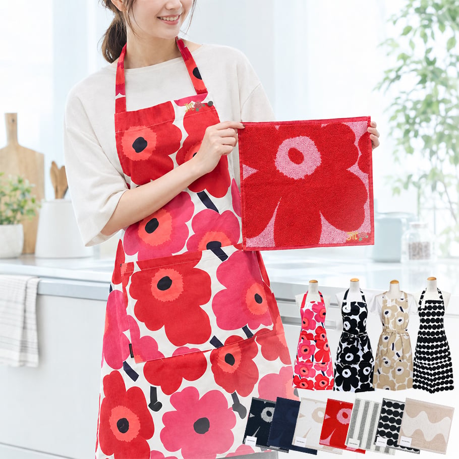 【名入れ込み】【スペシャルラッピング付き】マリメッコ marimekko エプロン ハンドタオルギフトセット イニシャル刺しゅう カーネーション 刺繍をして特別なプレゼント 刺しゅう名入れ無料 北欧雑貨 北欧デザイン キッチンアイテム marimekko kitchen 送別会 誕生日 お中元 夏ギフト タオルハンカチ 結婚祝い 結婚式 結婚記念日 出産祝い 高級 ホワイトデー