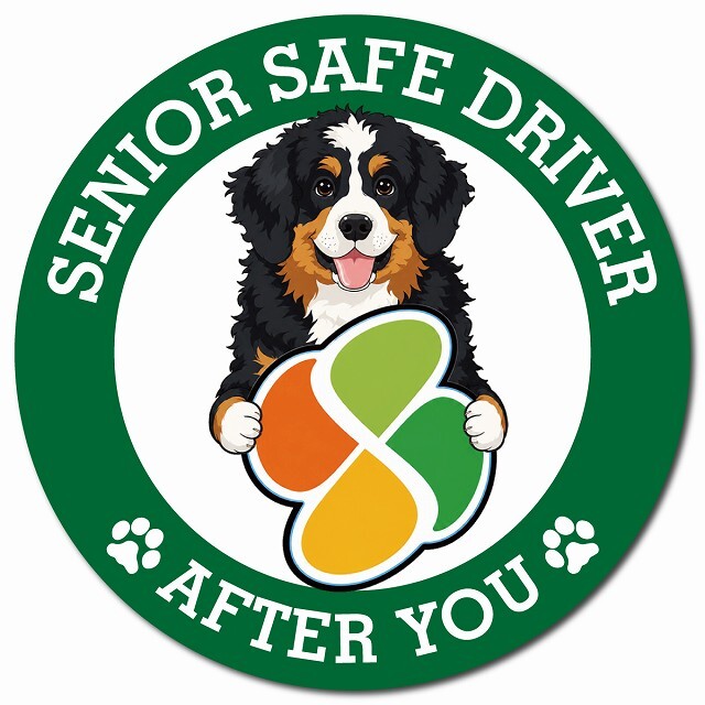カーサイン 高齢者マーク SENIOR SAFE DRIVER バーニードゥードル マグネット 強力 直径13cm 肉球 日本製 車 ステッカー