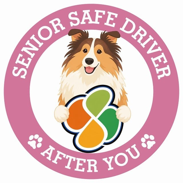 カーサイン 高齢者マーク SENIOR SAFE DRIVER ラフコリー ステッカー シール 直径13cm 肉球 日本製 車