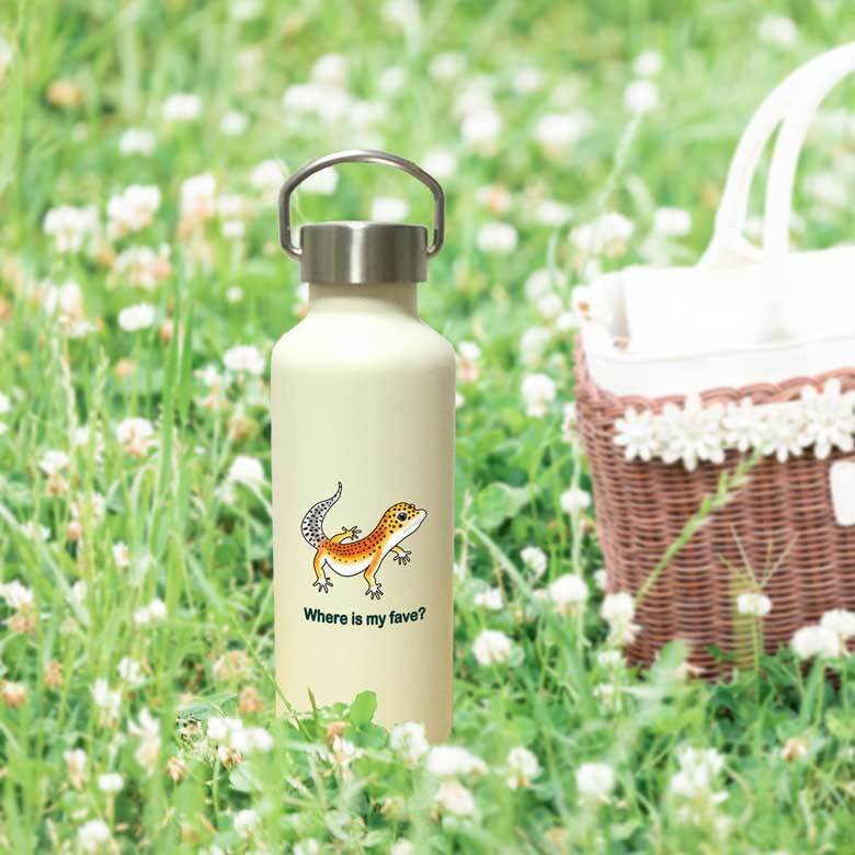 レオパ かわいい 取っ手付きマグボトル おしゃれ 290ml 保温 保冷 ステンレス マグボトル 取っ手付き 真空 断熱 二重構造 ボトル タンブラー 水筒 マイボトル オリジナル レオパードゲッコー ヒョウモントカゲモドキ トカゲ ペット 動物 アニマル