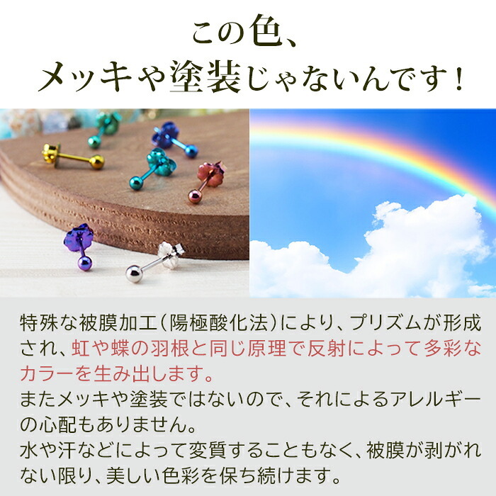 セカンドピアス チタン つけっぱなし 丸玉 3mm 金属アレ対応 日本製 ポスト 軸太0.75mm 長さ10mm 全8色 全品1個ずつバラ売り 医療用 おすすめ かわいい シンプル 小さめ ミニ 極小 人気 メンズ レディース プレゼント