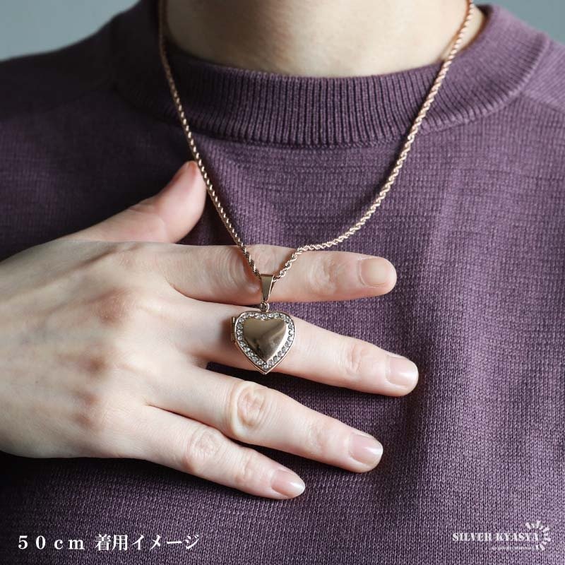 ステンレス ロケットネックレス ロケットペンダント ハートネックレス 写真 記念 思い出 ハワイアンネックレス ロープチェーン ゴールドネックレス 18KGP シルバー ピンク ストーン 男女兼用 金属アレルギー対応