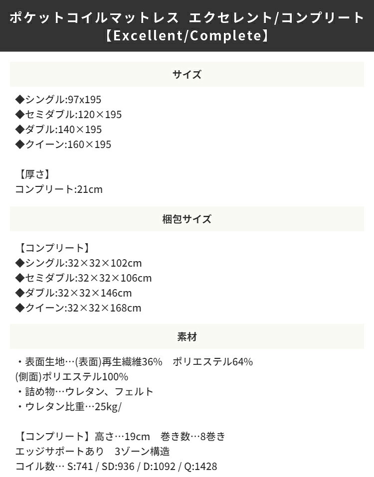 マットレスのみ ポケットコイルマットレス ダブル マットレス ポケットコイル 硬め 厚め 厚い コイルマットレス 寝心地 長持ち マット 圧縮ロール 通気性 高密度 コンパクト 新生活 ダブルサイズ 天然素材 リバーシブル 両面仕様 テンセル? を使用