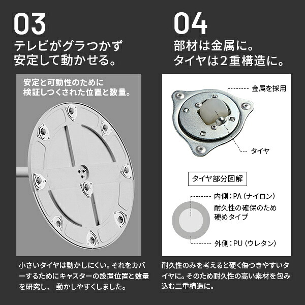 WALL SEVENSTAND セブンスタンド A2 ロータイプ+セブンサイドテーブル 2点セット 24~55v対応 小型 自立型 キャスター付き フラット薄型ベース TVスタンド 背面収納 部品パーツ オプション 耐震 ホワイト白 ブラック黒 ブラウン 新生活