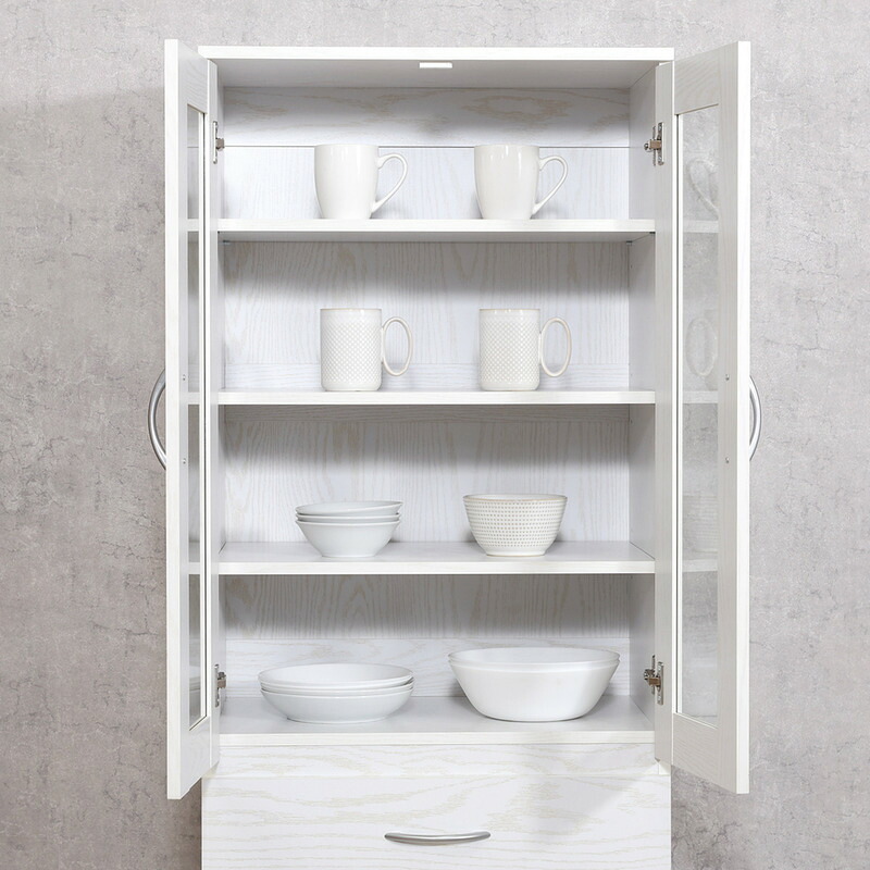 ハイキッチンキャビネット 180*60 オーク オーク・オークホワイト 2色展開 キッチン収納 食器棚 レンジ台 省スペース おしゃれ シンプル 新生活 家具 インテリア 不二貿易