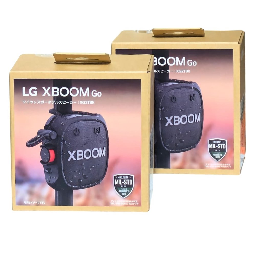 LG XBOOMGo スピーカー XG2T   ワイヤレスポータブルスピーカー   2個パック   万能ストラップで結べる   低音強化   迫力のある音   アウトドアを盛り上げる、ポータブルスピーカー