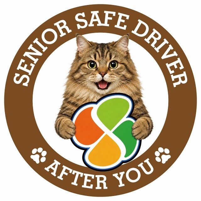 カーサイン 高齢者マーク SENIOR SAFE DRIVER サイベリアン ステッカー シール 直径13cm 肉球 日本製 車