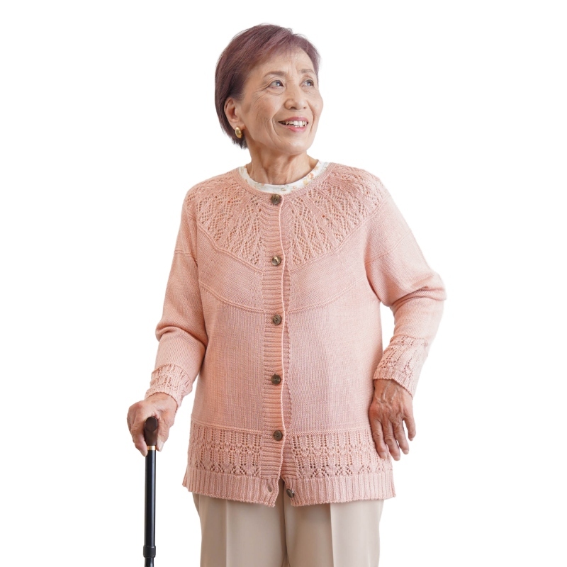 シニアファッション レディース 80代 70代 60代 90代 秋冬 あったか [装生] 日本製 乾燥機対応 透かし編み ニット カーディガン おばあちゃん 服 誕生日 プレゼント 婦人服 女性 ハイミセス ミセス 祖母 お年寄り 老人 高齢者（csf-ft7-yi0115）