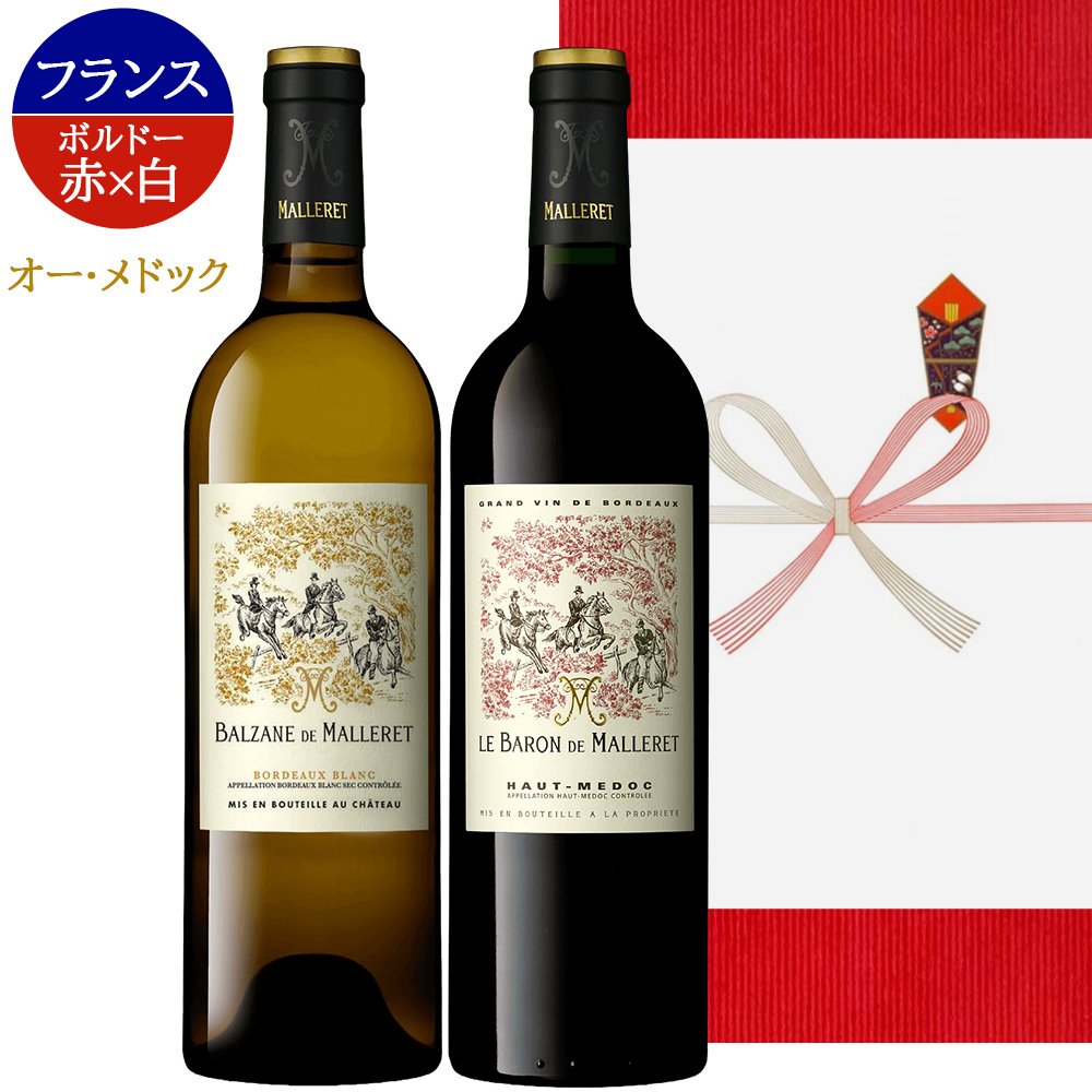 高級ワイン フランス BORDEAUX ボルドー 飲み比べセット 赤ワイン 白ワイン 2本 紅白ワイン フランス オー・メドック  メルロー ソーヴィニヨン・ブラン トワル・ド・ジュイ 750ml 2本 贈り物 プレゼント 熨斗包装 ギフト箱付 お祝い 会社 上司 送料無料