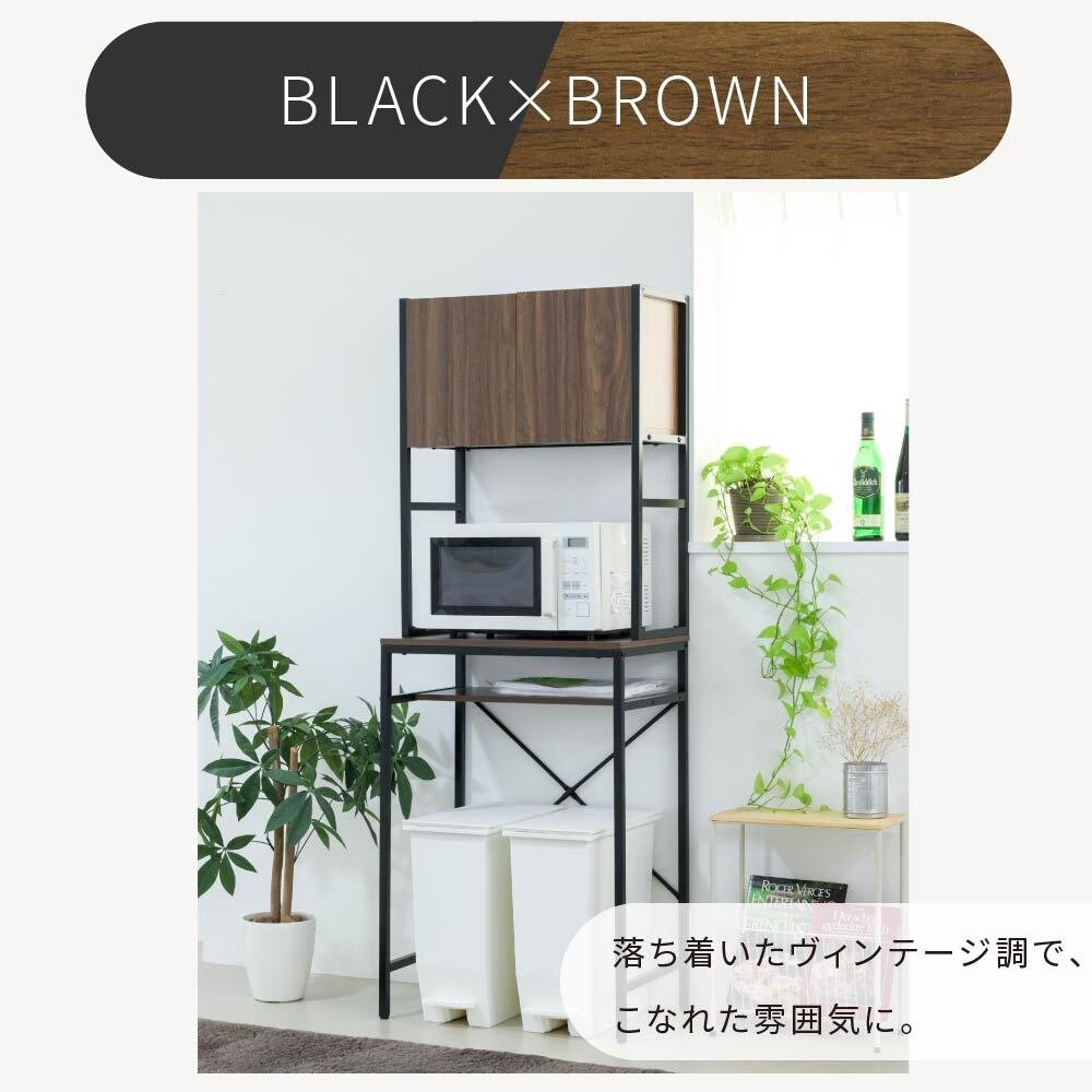 ゴミ箱上収納 キッチン 隙間収納 幅62 奥行40 高さ170 レンジ 台 炊飯器 食器 棚 ゴミ箱収納 扉付 木製 シンプル ホワイト ブラウン 天板は作業台としてもお使いいただけ ラック キッチンラック 扉付き スチール ごみ箱 ダストボックス 薄型