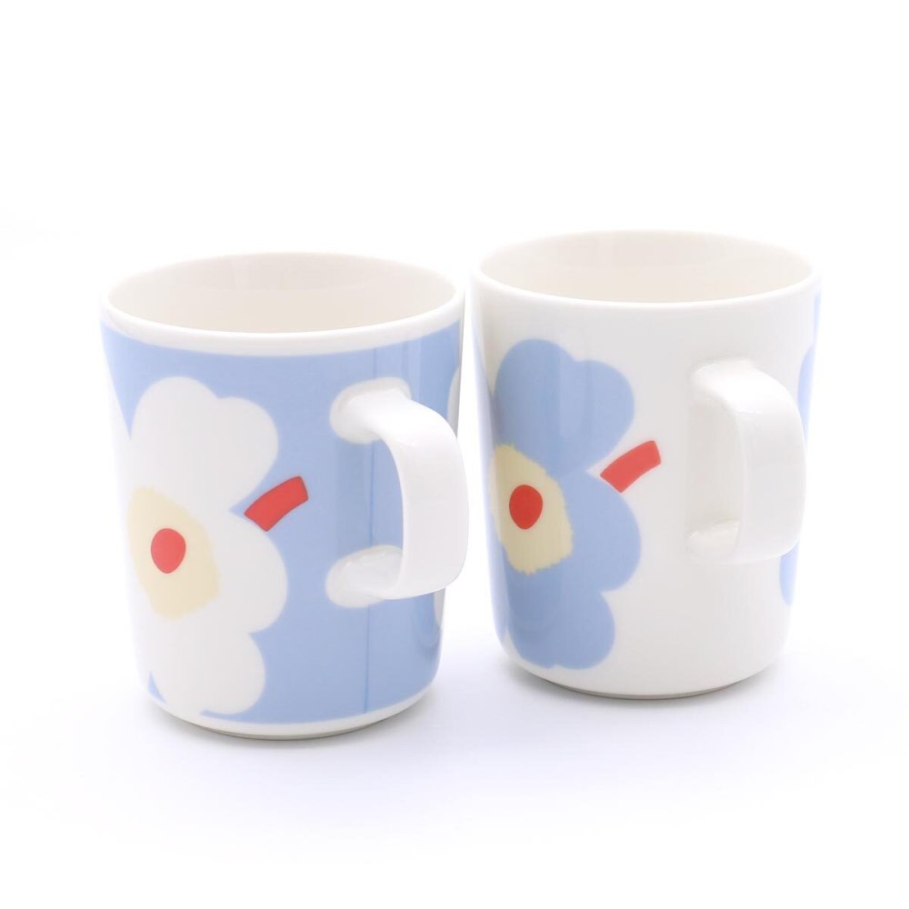 マリメッコ ユフラ ウニッコ マグカップ 250ml ペア ホワイト/ライトブルー/オレンジレッド marimekko UNIKKO JUHLA マグ 食器 ギフト 耐熱 電子レンジ対応 結婚祝い プレゼント 贈り物 ギフトセット 食器セット
