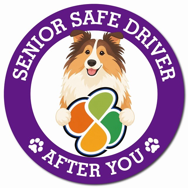 カーサイン 高齢者マーク SENIOR SAFE DRIVER ラフコリー マグネット 強力 直径13cm 肉球 日本製 車 ステッカー
