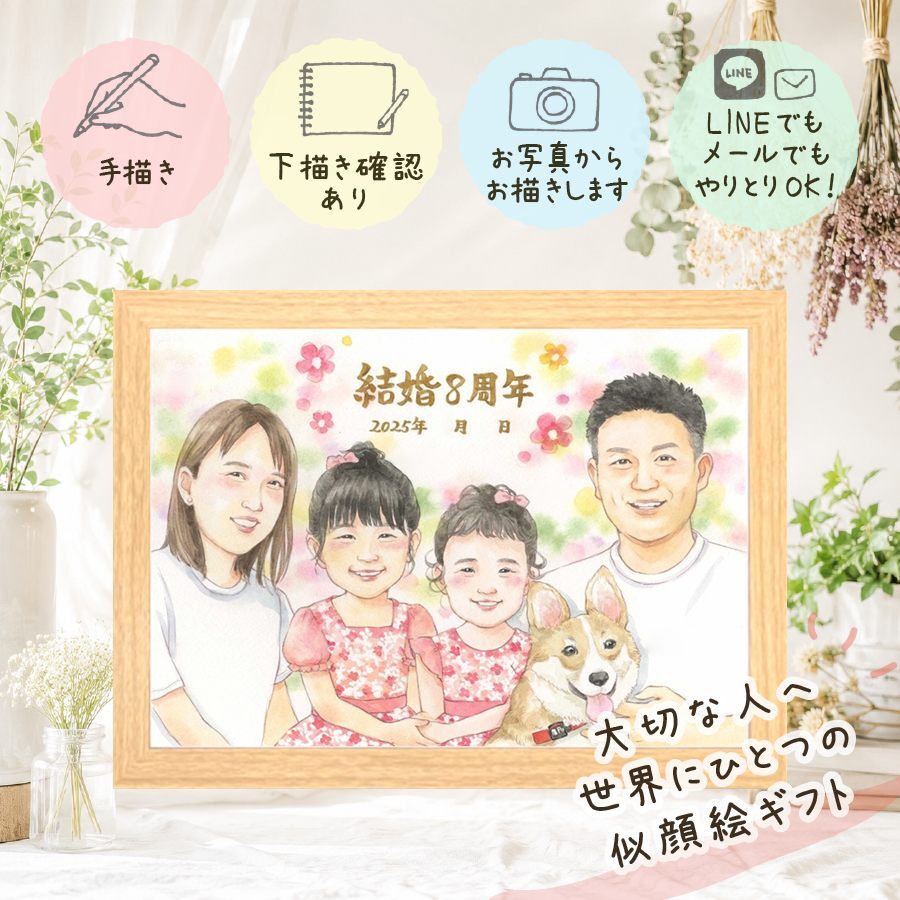 似顔絵 ギフト 結婚記念日 手描き プレゼント 名入れ 贈り物 結婚記念日 周年記念 結婚30周年 結婚10周年 記念日 金婚式 お祝い お父さん 両親 お母さん 夫婦 家族 修正無料 下書き確認 名入れ 実績多数 かわいい サプライズ 似てる 記念 感謝 思い出 結婚記念日 オーダーメイド ブライダルギフト 白寿祝い 長寿祝い 感動 色紙 百寿祝い 披露宴