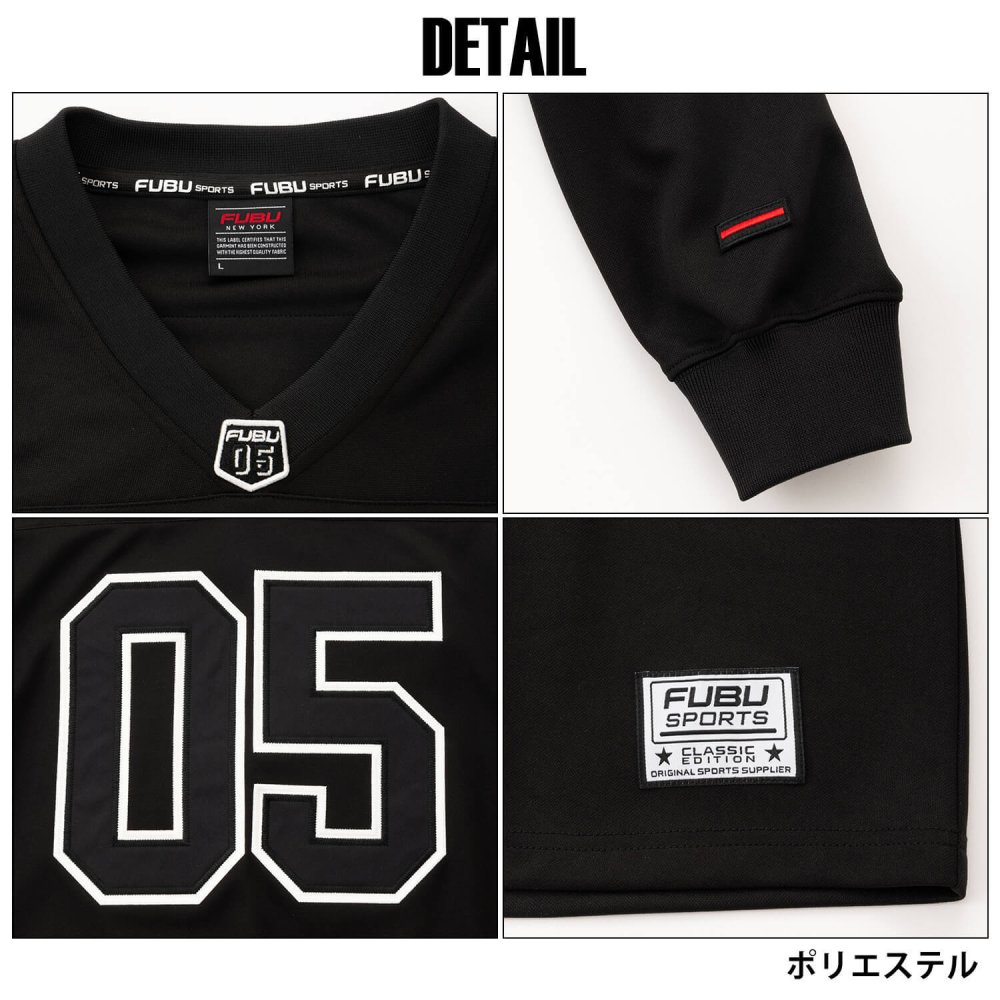 FUBU フブ ゲームシャツ メンズ レディース fam-62713 フットボールシャツ 長袖 Vネック ナンバリング 迷彩 チョコチップ カモフラ ロンT オーバーサイズ ストリート ヒップホップ ダンス カジュアル M L XL XXL 2026FW Karlas