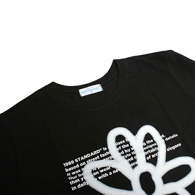 1989スタンダード 1989 STANDARD Tシャツ SISSTD-0034-BLACK-XL ユニセックス ブラック BW FLOWER Tシャツ Cool Cotton Oversized Fit Tシャツ