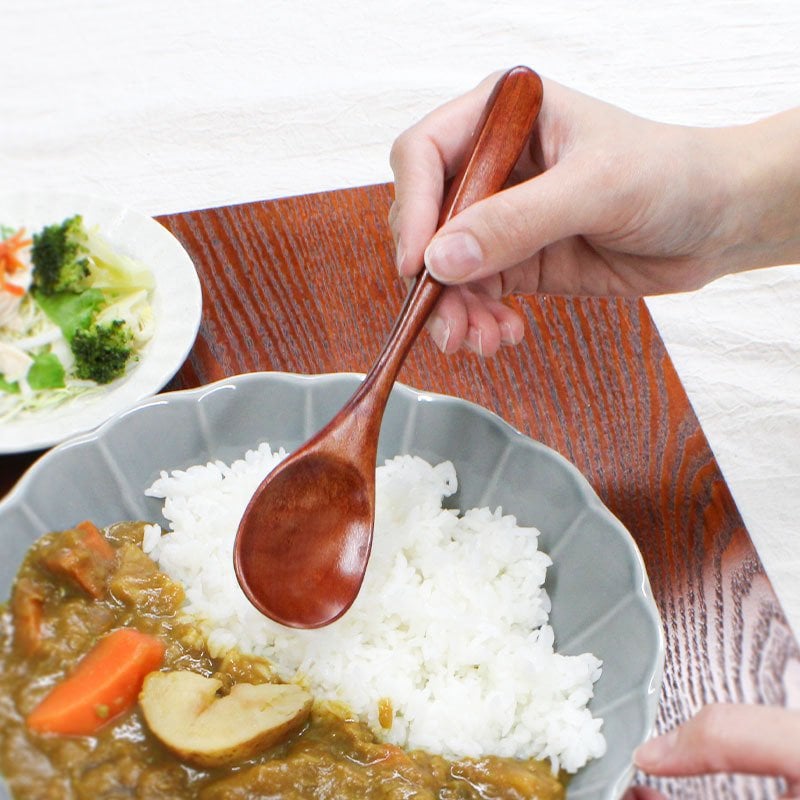 スプーン おしゃれ カトラリー 5本セット カトラリーセット 木 木製 カレースプーン 業務用 かわいい 大きめ 丼 18cm スープ お弁当用 漆 天然木製 食器 カレー カフェ風 シンプル 漆 ナチュラル カレー シチュー スープ