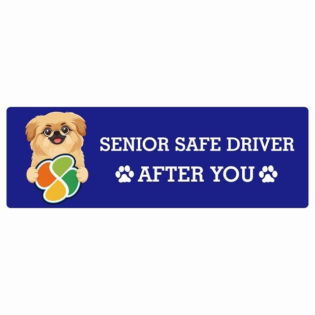 カーサイン 高齢者マーク SENIOR SAFE DRIVER ペキックス ステッカー シール 長方形 20x6.7cm 肉球 日本製 車