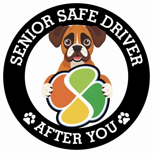 カーサイン 高齢者マーク SENIOR SAFE DRIVER ボクサー ステッカー シール 直径13cm 肉球 日本製 車