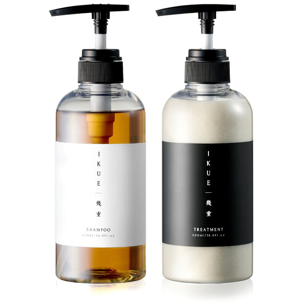 シャンプー トリートメント セット IKUE 幾重 500ml 2本セット 本体セット 美容師監修 サロンシャンプー サロントリートメント アミノ酸系洗浄成分 ヘマチン ホホバ種子油 保湿 ヘアケア ダメージヘア 乾燥 うねり くせ毛 まとまり 頭皮ケア 日本製 女性 母 妻 美容好き 誕生日 母の日 プレゼント ギフト