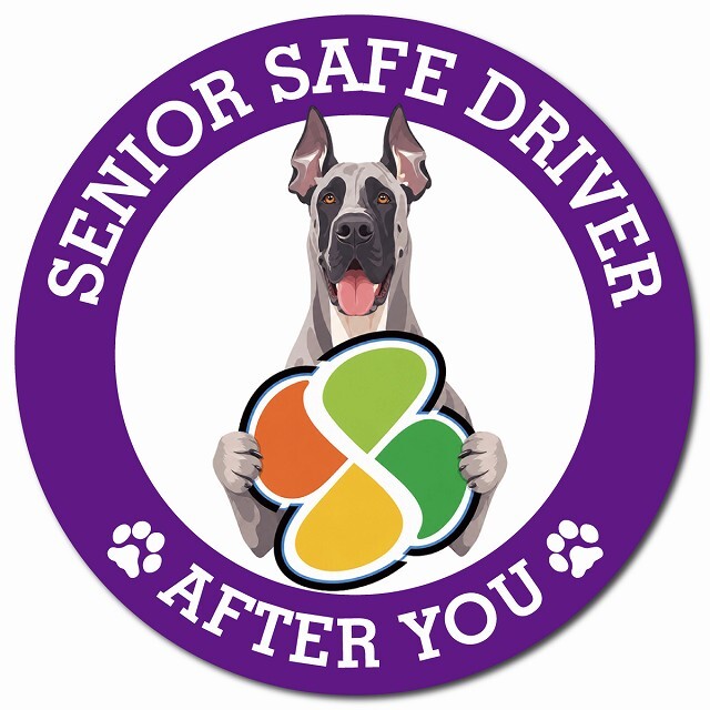 カーサイン 高齢者マーク SENIOR SAFE DRIVER グレートデン マグネット 強力 直径13cm 肉球 日本製 車 ステッカー