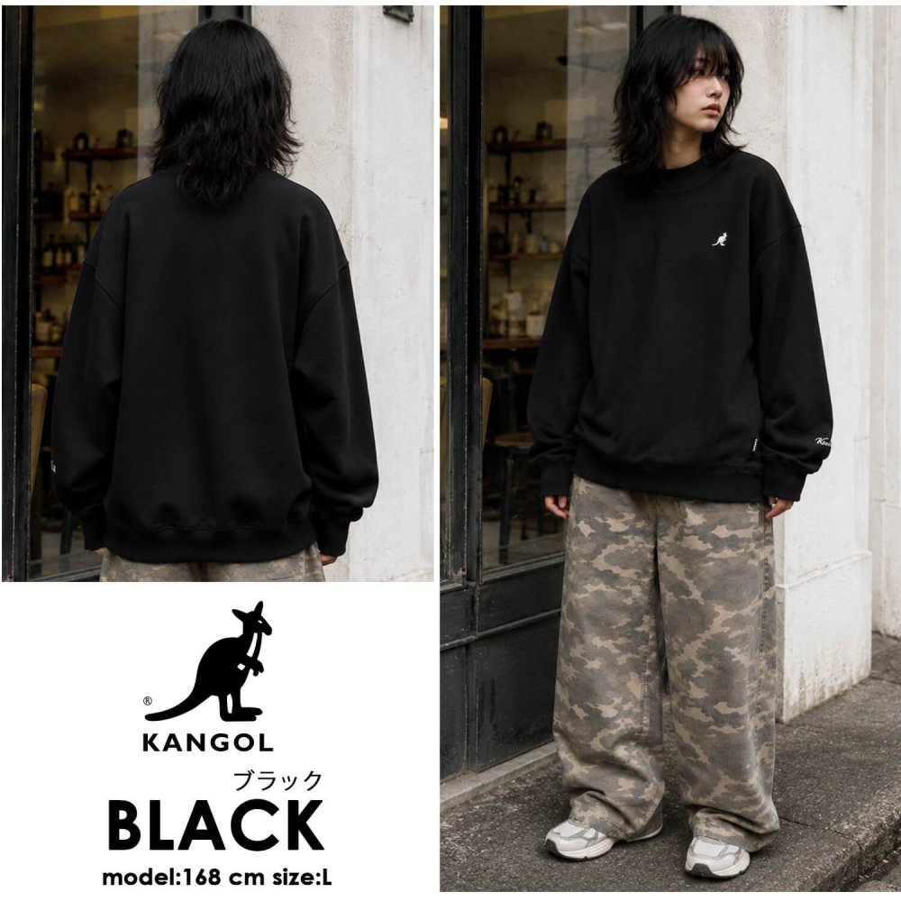 KANGOL カンゴール スウェット トレーナー レディース メンズ kpmc-10374 裏起毛 モックネック プルオーバー ハイネック 袖刺繍 ロゴ カンガルー ビッグシルエット ストリート ヒップホップ ダンス カジュアル M L XL 2026FW Karlas 別注