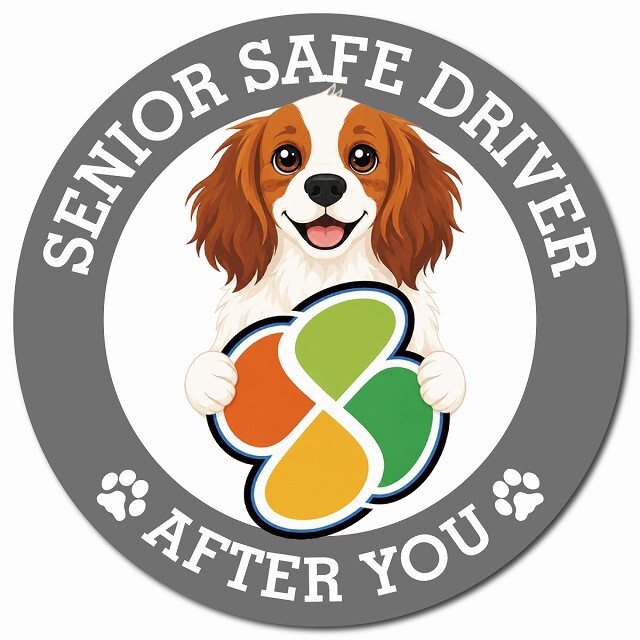 カーサイン 高齢者マーク SENIOR SAFE DRIVER コーイケルホーンディエ マグネット 強力 直径13cm 肉球 日本製 車 ステッカー