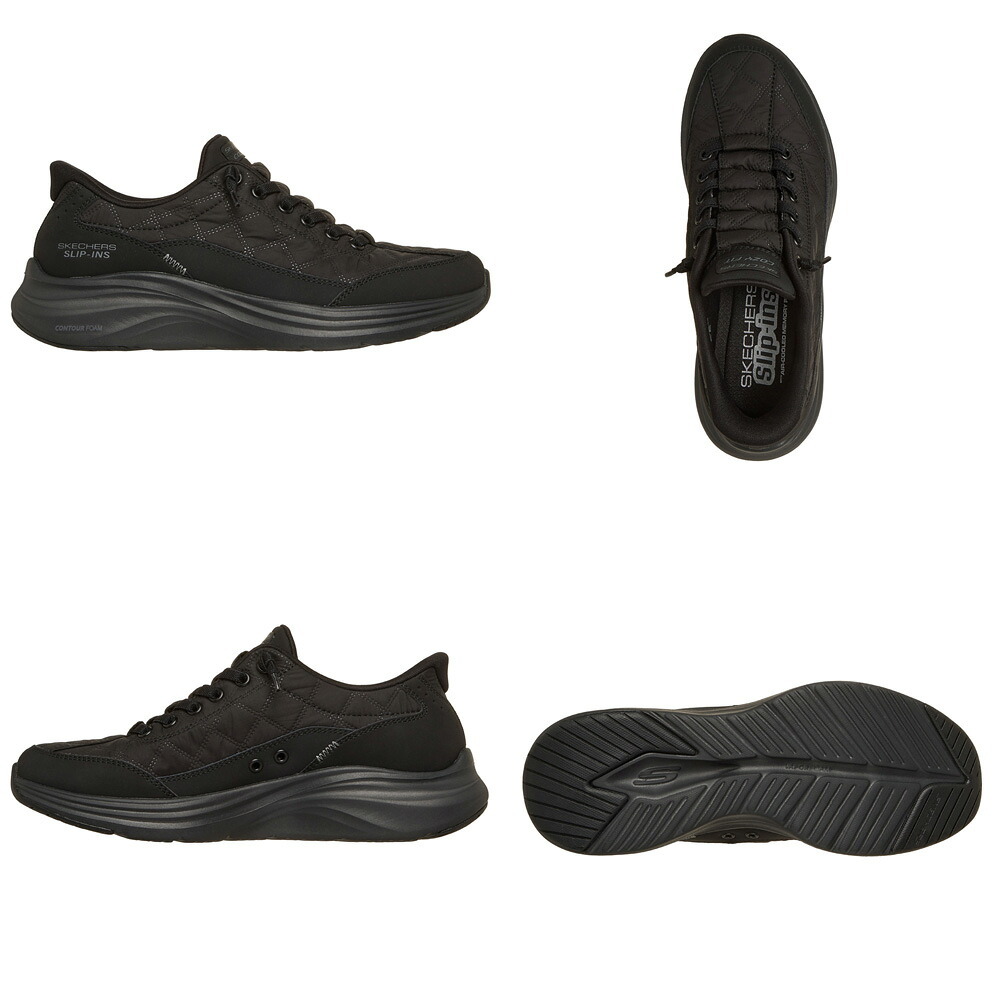 スケッチャーズ スニーカー レディース スリップインズ Slip-ins: Contour Foam - Cozy Fit スリップインズ コンツアーフォーム - コージーフィット ハンズフリー スリッポン 靴 ノーマル幅 白 黒 ホワイト ブラック 快適 SKECHERS 150404