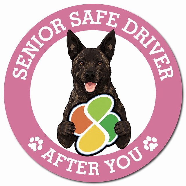 カーサイン 高齢者マーク SENIOR SAFE DRIVER 甲斐犬 マグネット 強力 直径13cm 肉球 日本製 車 ステッカー
