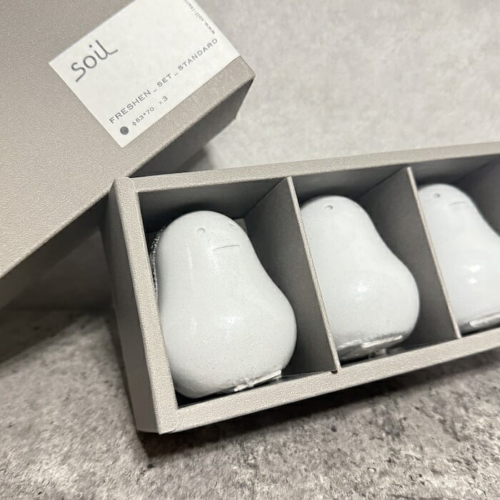 soil FRESHEN set standard 珪藻土吸湿脱臭剤 かわいい置物 自然素材 リサイクルアッシュ 炭 靴箱や玄関・クローゼットにおすすめ消臭剤ギフト
