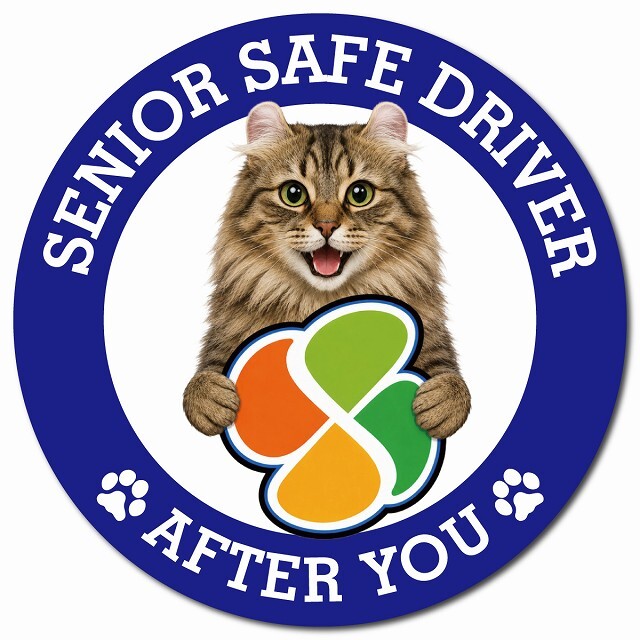 カーサイン 高齢者マーク SENIOR SAFE DRIVER アメリカンカール マグネット 強力 直径13cm 肉球 日本製 車 ステッカー