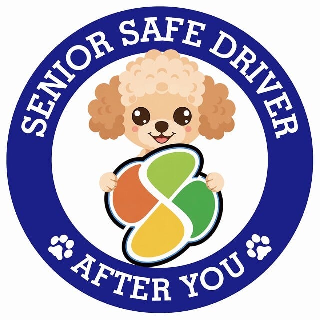 カーサイン 高齢者マーク SENIOR SAFE DRIVER チワプー ステッカー シール 直径13cm 肉球 日本製 車