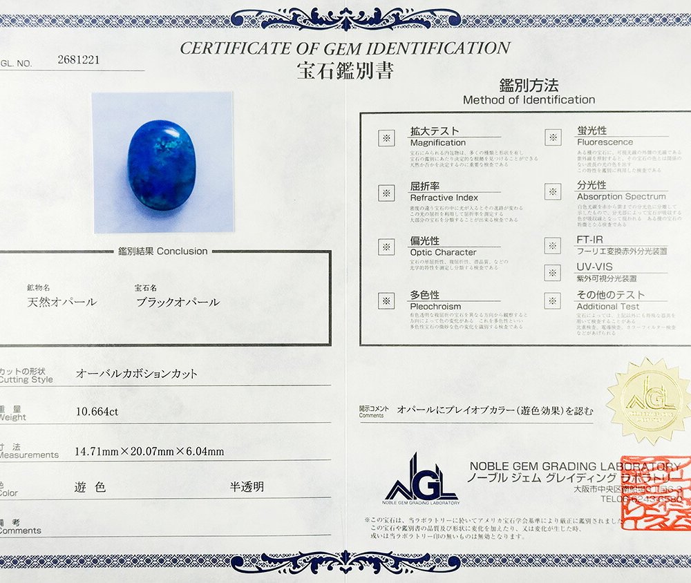  大粒 ブラックオパール 10.664ct ルース 裸石 宝石 高品質 オパール ブルー グリーン ブラック 希少 誕生石 10月 お守り ジュエリー ギフト