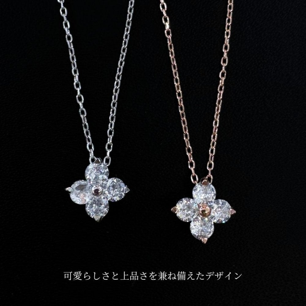 ステンレスネックレス フラワー ネックレス つけっぱなし ステンレス シルバー ピンクゴールド 錆びないネックレス フラワーネックレス