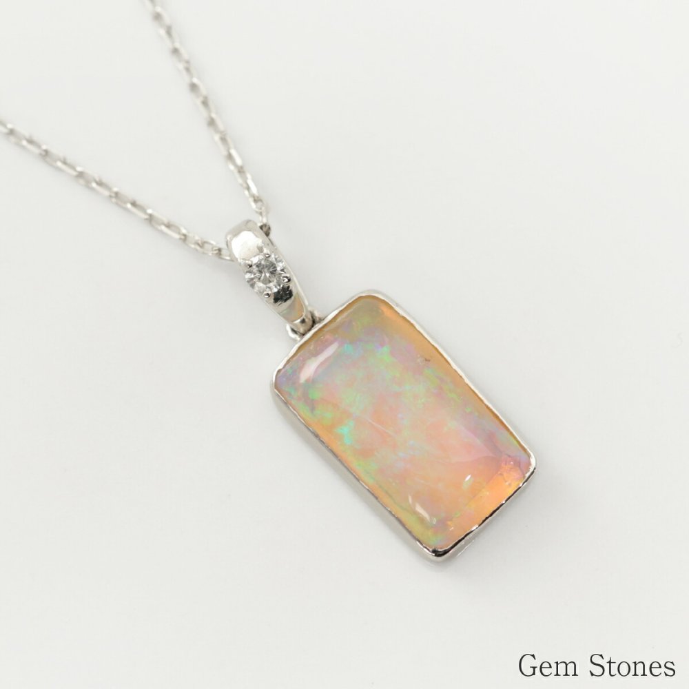 オパール ネックレス 1.376ct ダイヤモンド プラチナ Pt900 ペンダント シンプル エレガント 上品 レディース 宝石 ダイヤ 一粒 一石 ジュエリー 10月 誕生石 プレゼント