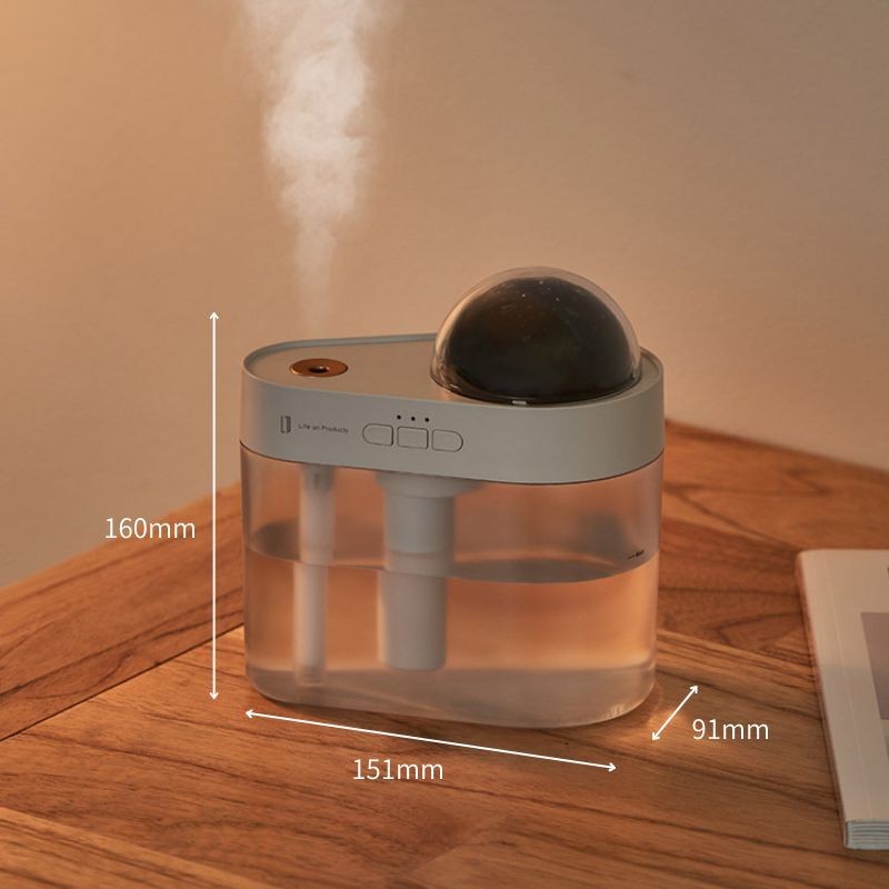 充電式プラネタリウム加湿器 超音波式加湿器 プラネタリウム 家庭用 小型 3色のLEDライトが選べる 連続運転と程よく潤う間欠運転の2つの噴霧モードを搭載  LCAHF020