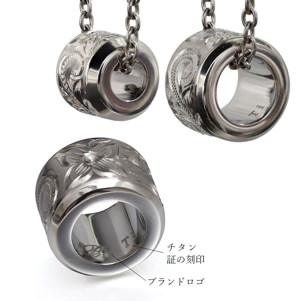 ハワイアンジュエリー ペア ペンダントトップ 金属アレルギー 対応 純チタン 刻印 無料 誕生石 バレル Sサイズ Lサイズ チェーン別売りステンレスより軽く肌に優しい カップル プレゼント ハロウィン 【品番：TIP403SLP】