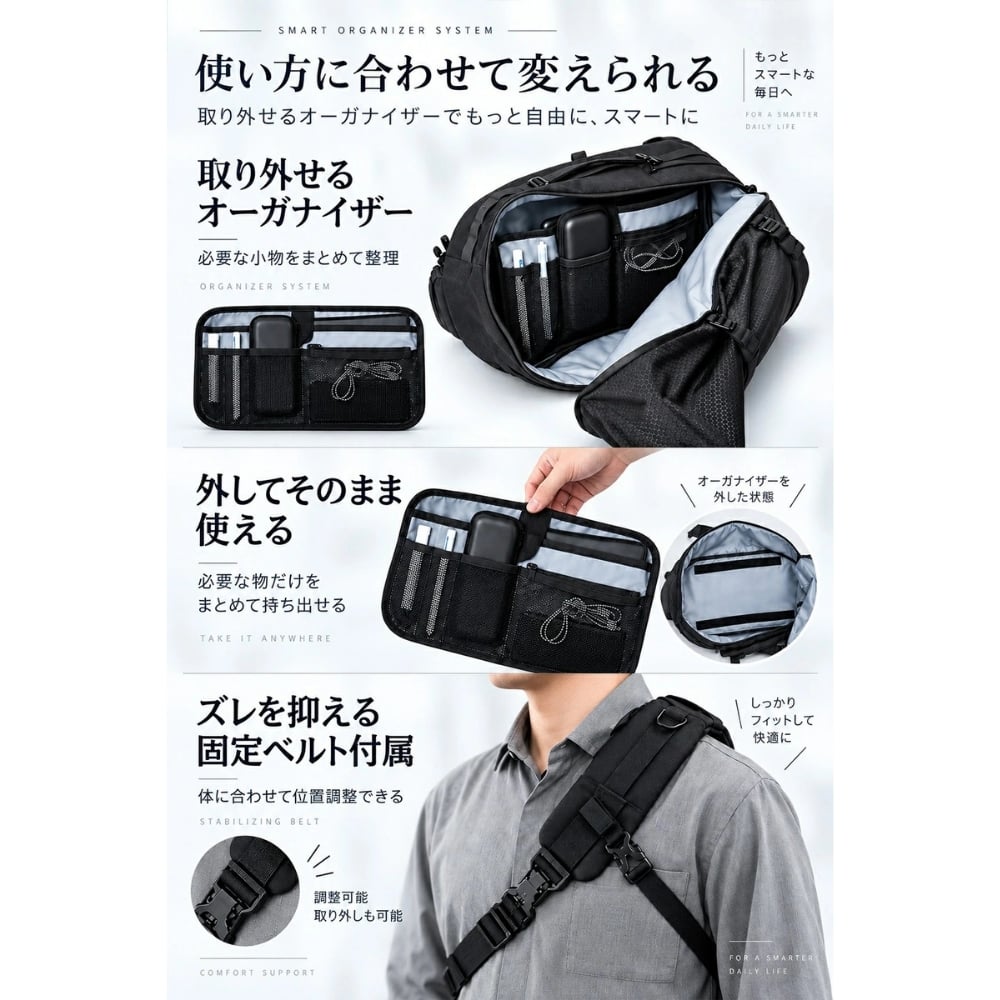 【ラッピング無料】Gran Walker ALPHA-PACK 23L 大容量 拡張式 ボディバッグ メンズ 多機能 スリングバッグ ガジェット収納 通勤 通学 旅行 ギフト 釣り キャンプ