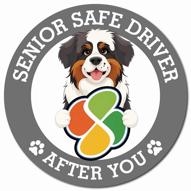 カーサイン 高齢者マーク SENIOR SAFE DRIVER セントバーナード マグネット 強力 直径13cm 肉球 日本製 車 ステッカー