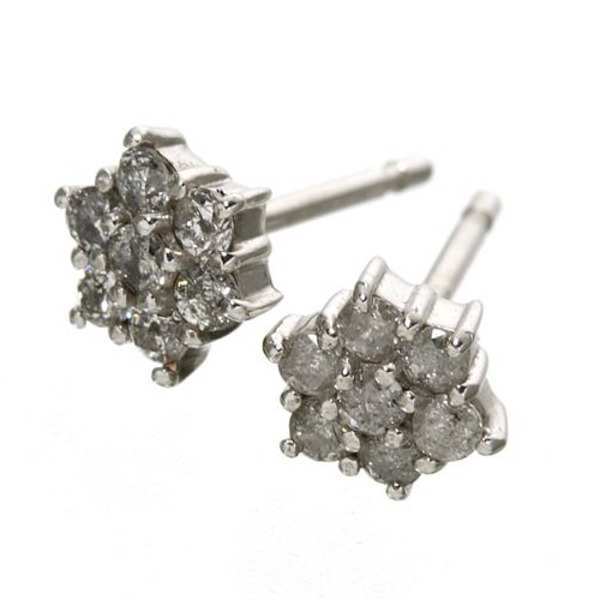 K18WG ダイヤモンド ピアス 18金 ホワイトゴールド ダイヤ 14石 7石 スター フラワー 華奢 上品 シンプル レディース ジュエリー アクセサリー プレゼント ギフト ラッピング 記念日 誕生日 20代 30代 40代 50代