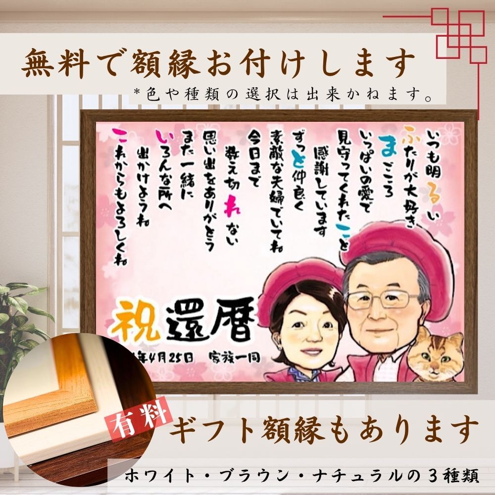 【最短1週間発送】似顔絵 名前 ポエム 喜寿祝い 還暦 古希 米寿 ネームインポエム 誕生日 プレゼント 両親 名前詩 gaナマエ