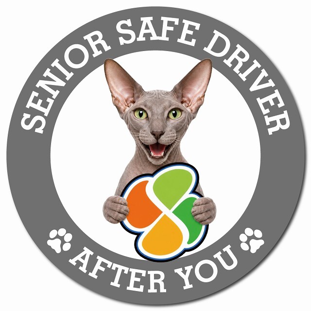カーサイン 高齢者マーク SENIOR SAFE DRIVER ピーターボールド マグネット 強力 直径13cm 肉球 日本製 車 ステッカー