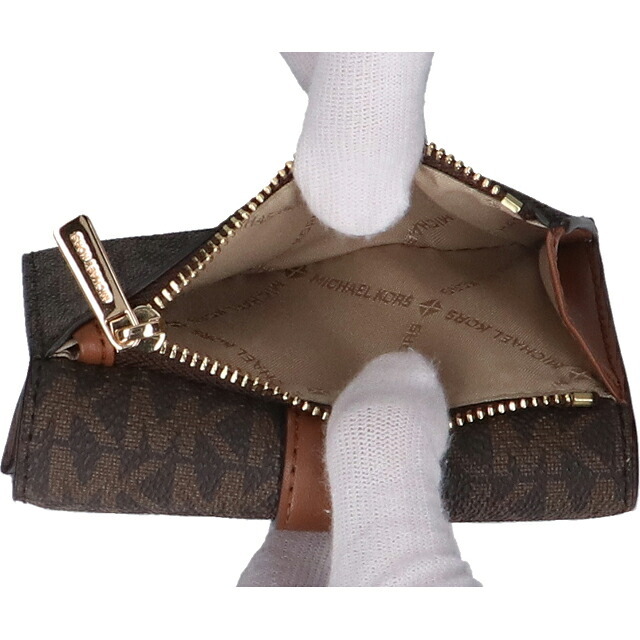 マイケルコース 二つ折り財布 二折財布 コンパクト レディース アウトレットブランド MICHAEL KORS グリニッチ 35S5GGRE6B-BR BROWN