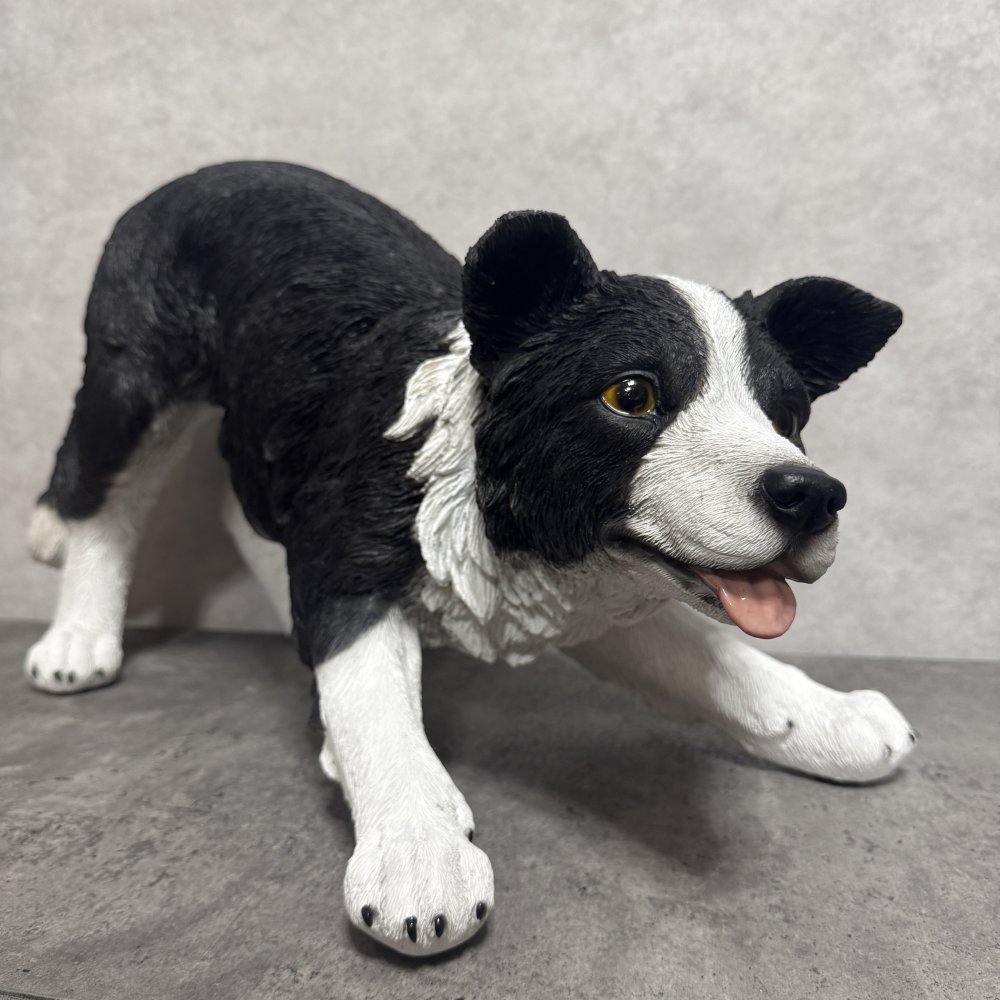 犬 置物 大きい じゃれるボーダーコリー 特大 横幅63cm woobia ウービア かわいい おしゃれ ガーデン インテリア オブジェ 巨大 可愛い プレゼント 北欧 玄関 雑貨 動物 モダン 面白い 庭 ギフト 屋外 家 リアル 玄関先 ガーデンオーナメント
