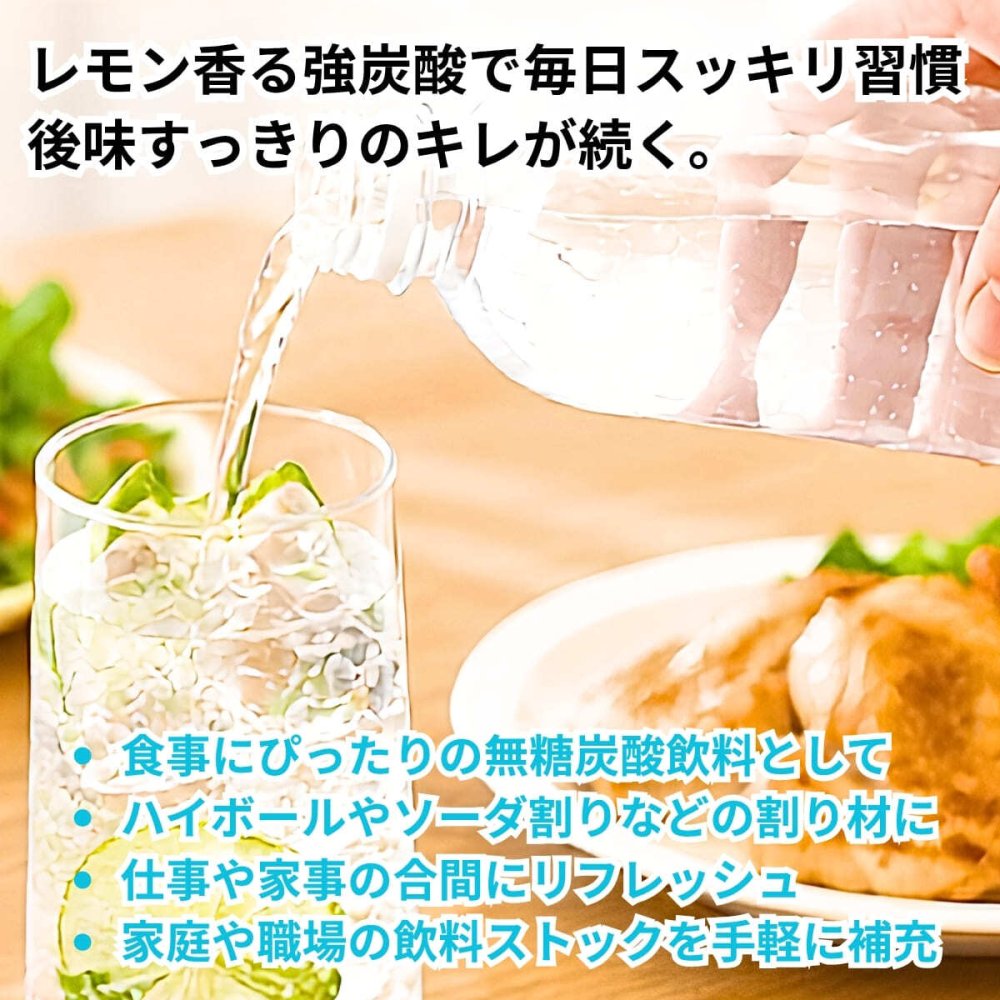 LDC 強炭酸水 レモン 500ml×24本 無糖 0kcal 国産炭酸水 ラベルレス ライフドリンクカンパニー 飲料ストック 食事用飲料 割り材 ソーダー割 ハイボール
