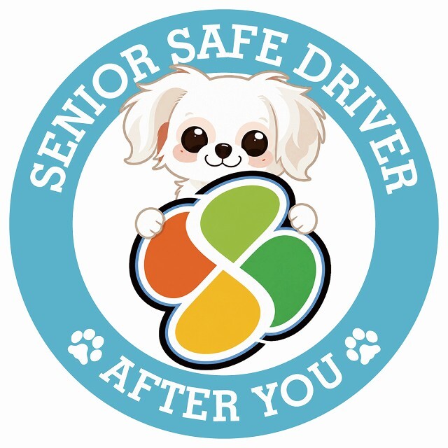 カーサイン 高齢者マーク SENIOR SAFE DRIVER チワマル ステッカー シール 直径13cm 肉球 日本製 車