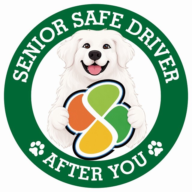 カーサイン 高齢者マーク SENIOR SAFE DRIVER グレートピレニーズ ステッカー シール 直径13cm 肉球 日本製 車