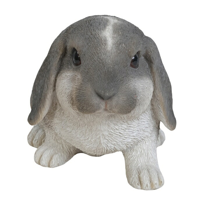 置物 うさぎ ホーランドロップイヤー 白グレー 幅22.2cm woobia ウービア リアル かわいい おしゃれ 玄関 インテリア オブジェ ガーデン ロップイヤー たれ耳 動物 アニマル 癒し 棚 北欧 プレゼント ギフト 卯年 うさぎ好き