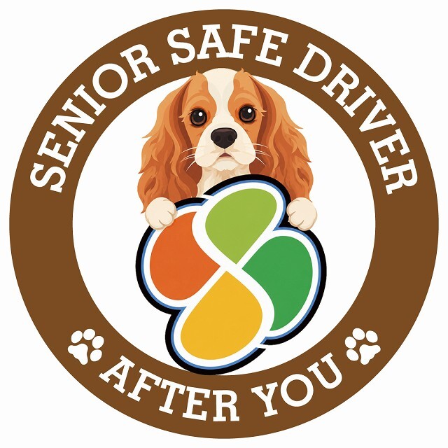 カーサイン 高齢者マーク SENIOR SAFE DRIVER イングリッシュコッカースパニエル ステッカー シール 直径13cm 肉球 日本製 車